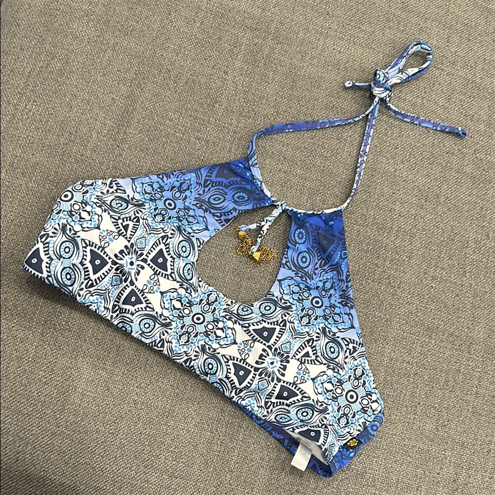 Boho Blue and White Halter Top